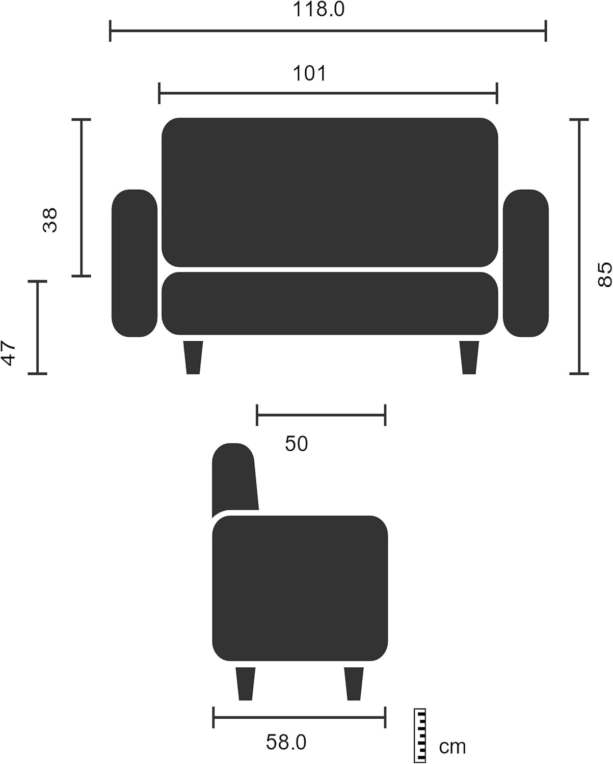 hjh OFFICE Lounge Sofa ST. Lucia Kunstleder 2-Sitzer Sofa mit weicher Polsterung, besonders bequem, 713402, Rot