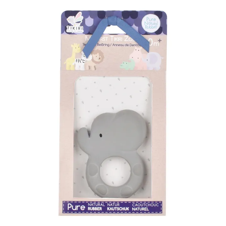 Tikiri Anneau de dentition Éléphant en caoutchouc naturel | Gris clair