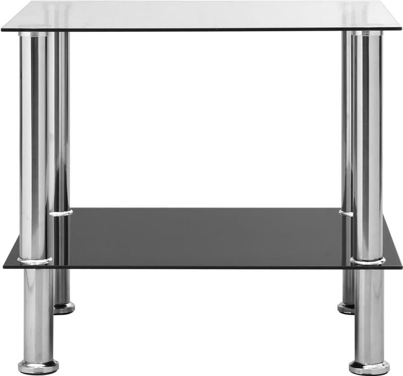 vidaXL - Bijzettafel - Transparant - Gehard Glas - Stabiele Constructie
