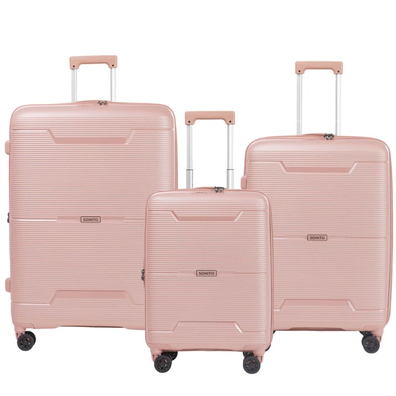 Lot de 3 valises extensibles Haree 55, 67 et 76.5 cm Pearly pink