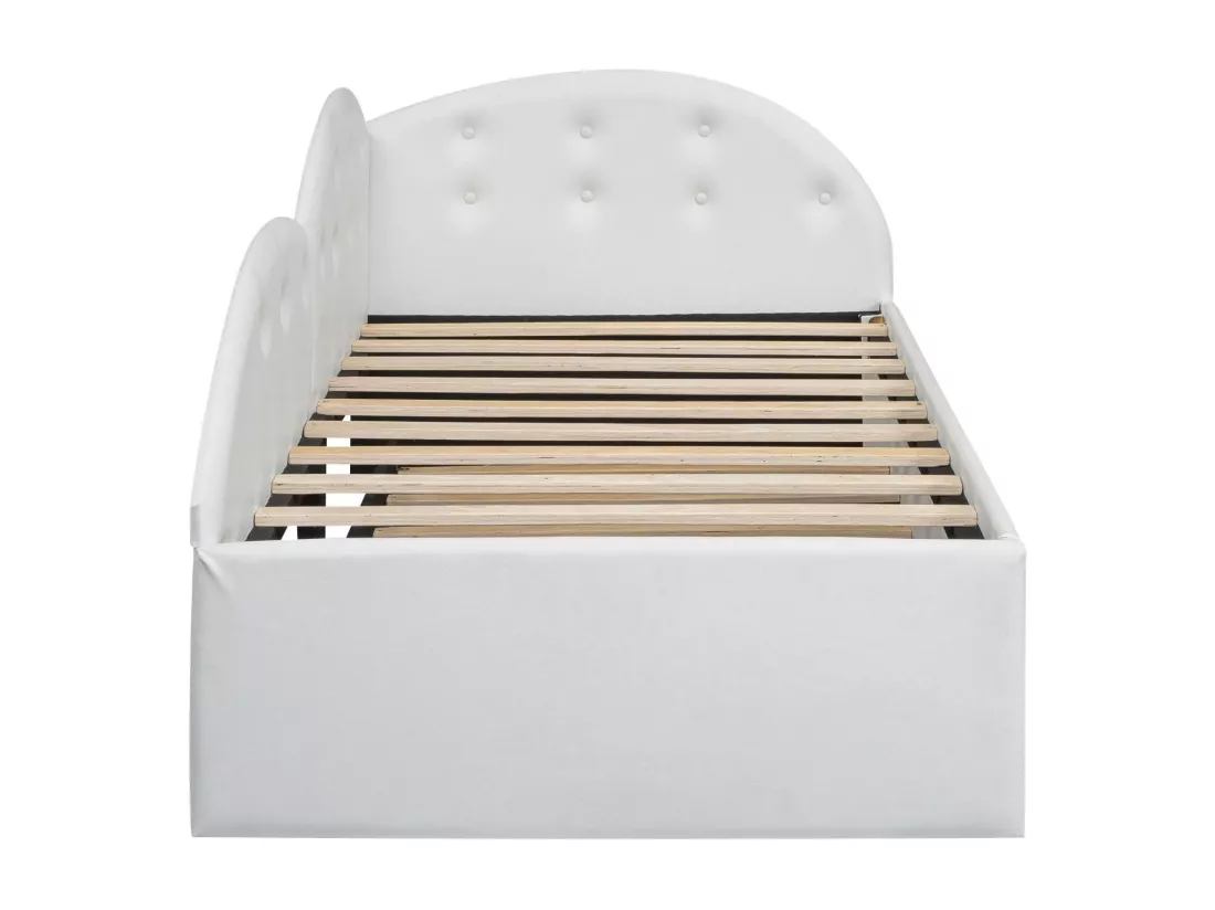 Lit banquette 90x200cm en similicuir + lit gigogne 80x190cm - Blanc