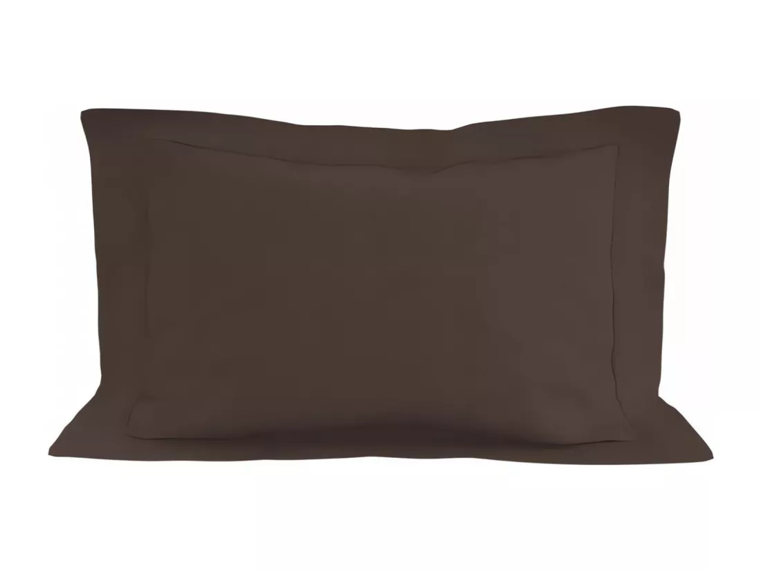 Taie d'oreiller en coton 57 fils 50x70 cm UNI brun, par Soleil d'ocre