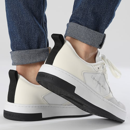 Baskets Femme Cupsole Low Leather 0876 Ivory Ghost Grey White Black