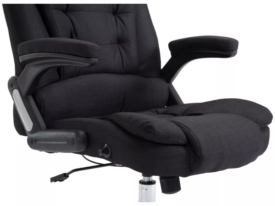 Chaise de bureau - Tissu & Métal chromé - Noir - Thor