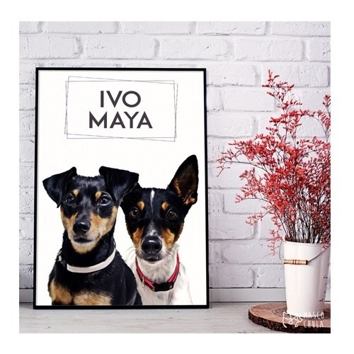 Mascochula cubo retrato duplo realista personalizado em folha com seu animal de estimação
