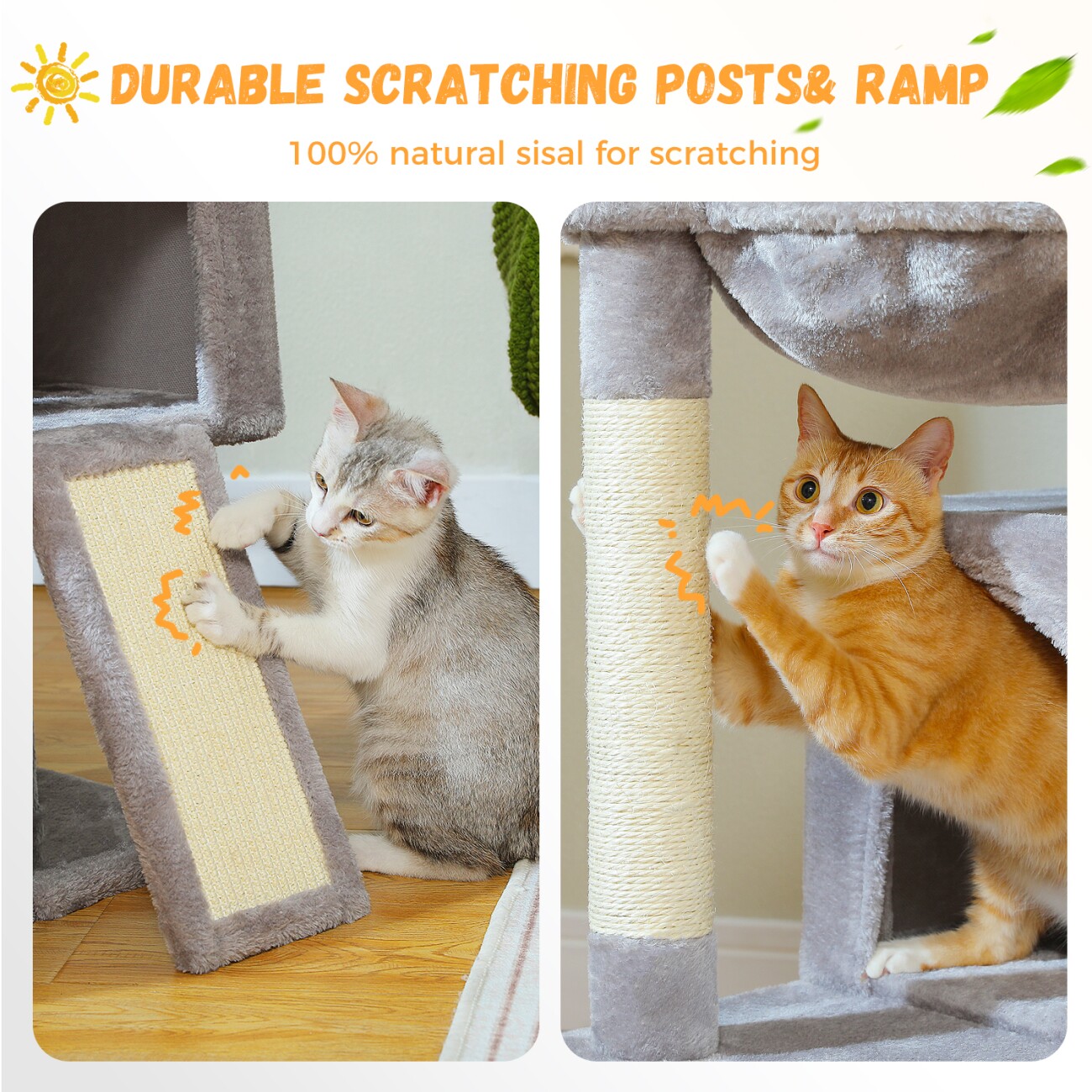 Pawz Road –Kratzbaum 104 cm–mit Höhlen grau