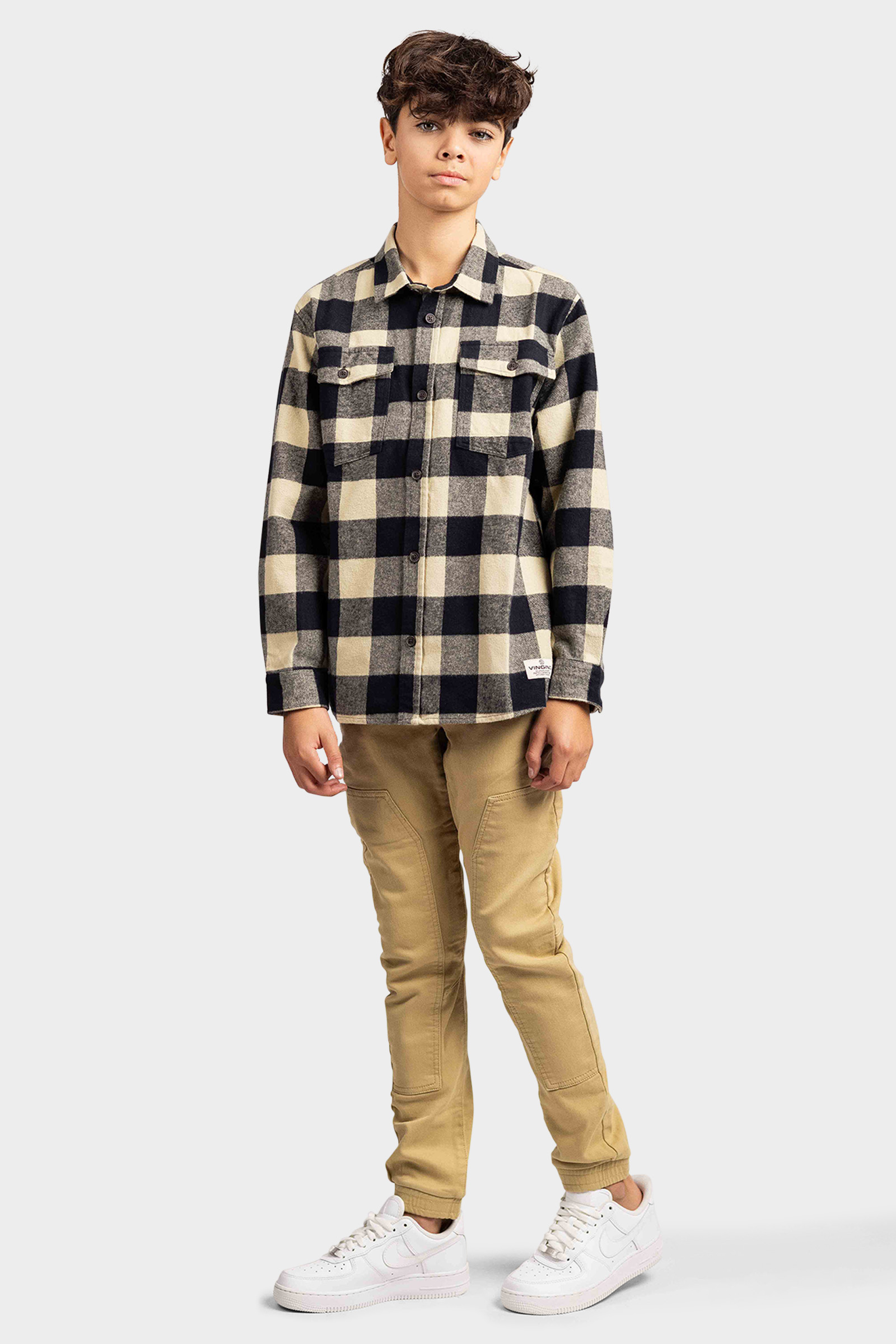 Vingino Lix Overhemd Kids Zwart/Sand