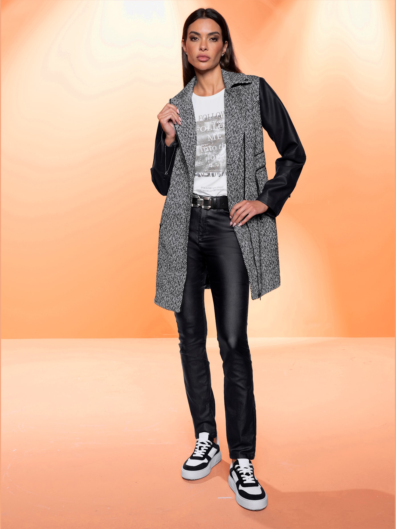 Veste mélange de matières tendance