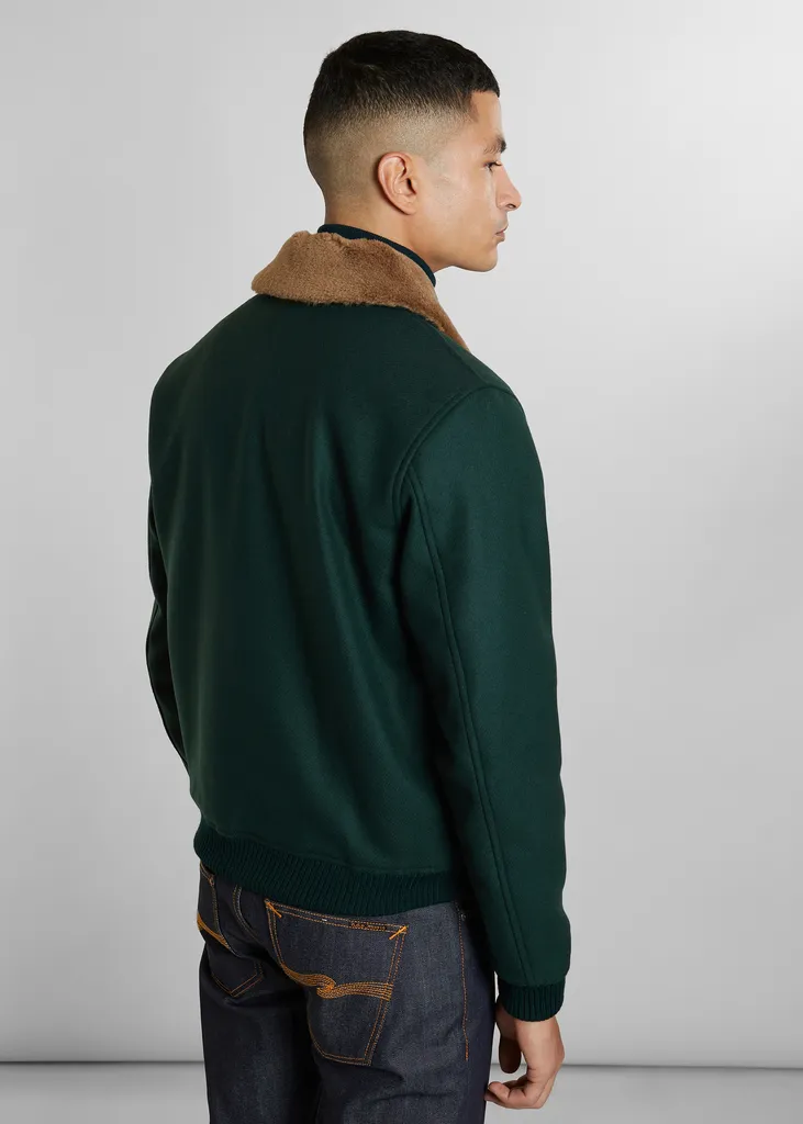 Blouson effet col mouton en laine vierge fabriqué en France L'Exception Paris