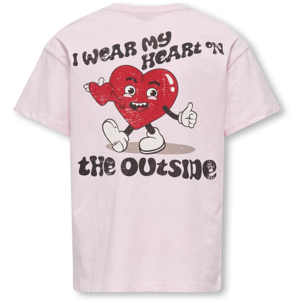 Køb kids ONLY Barely Pink Heart Kogeros Life S/S Loose Print Top Jrs