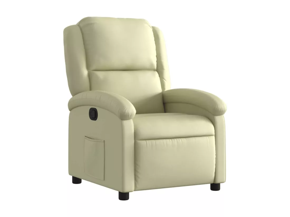 Fauteuil inclinable crème cuir véritable