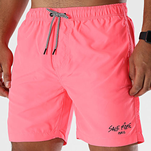Short De Bain Script Rose Fluo