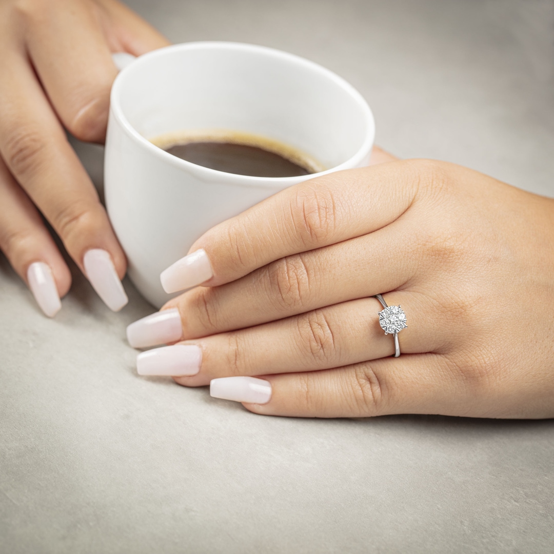 0.49 Karat Diamanten Verlobungsring 750/18 K Weissgold