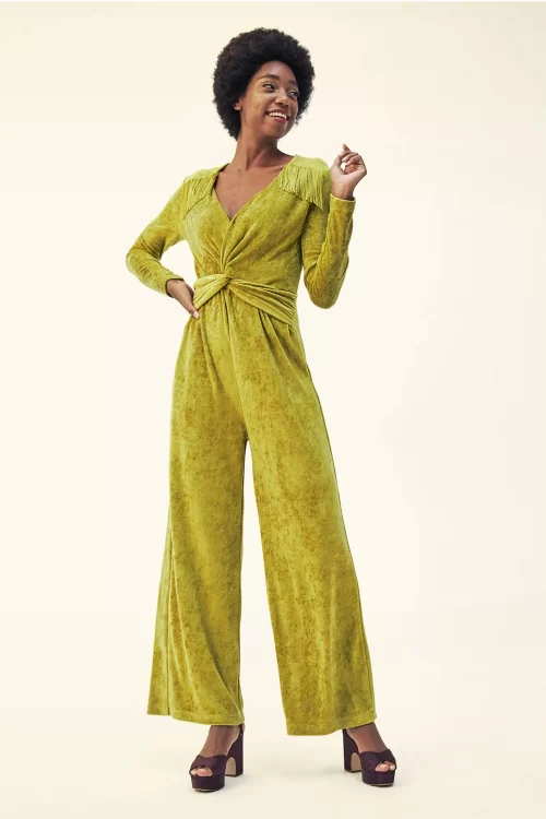 Mademoiselle YéYé Tassel Tornado jumpsuit in kardemom groen