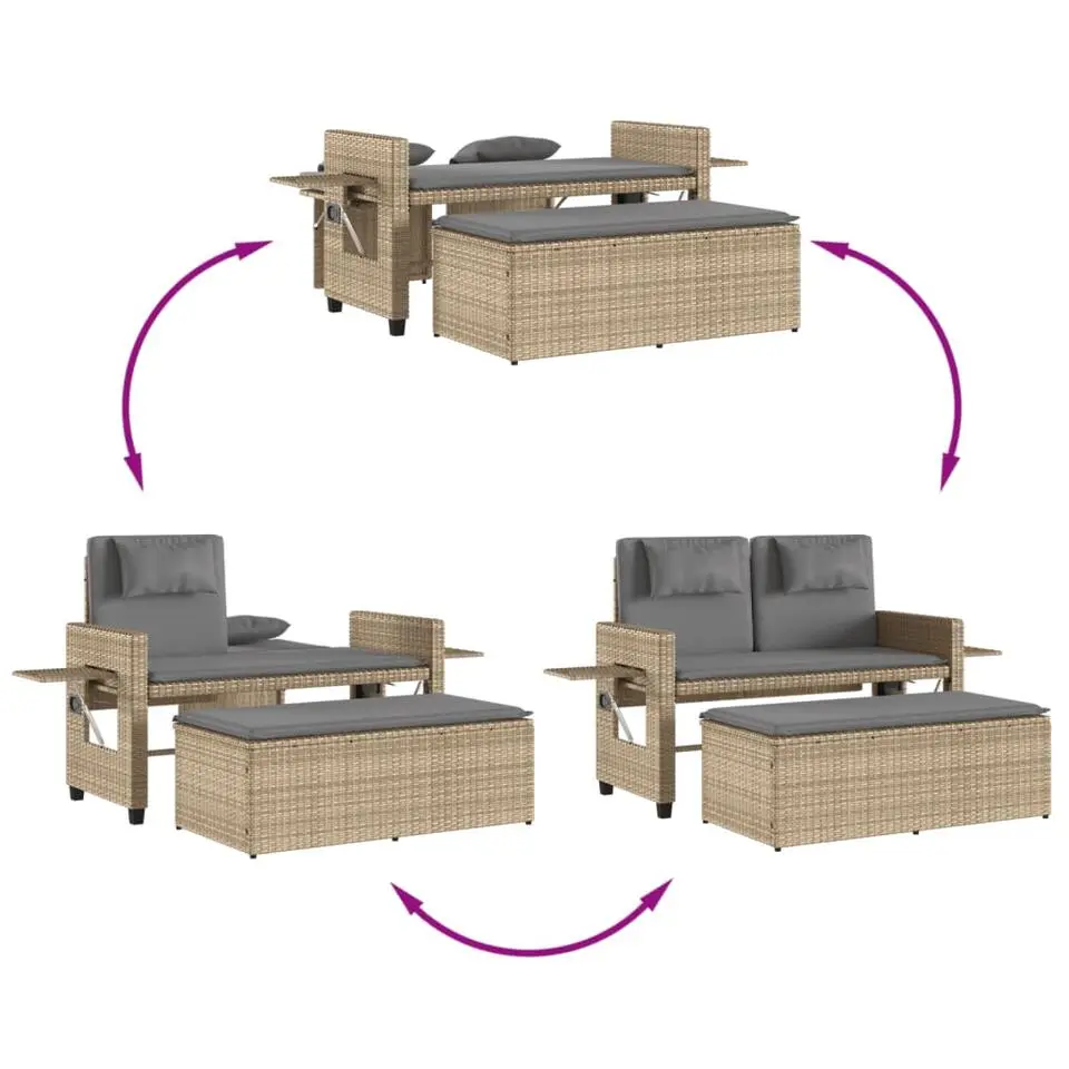 vidaXL - Tuinbank - Beige - Poly rattan