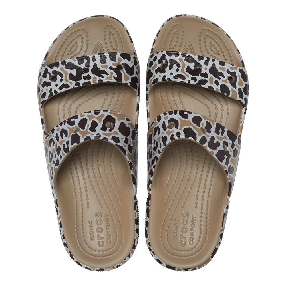 Crocs CLASSIC ANIMAL PRINT - Sandales Femme khaki/leopard