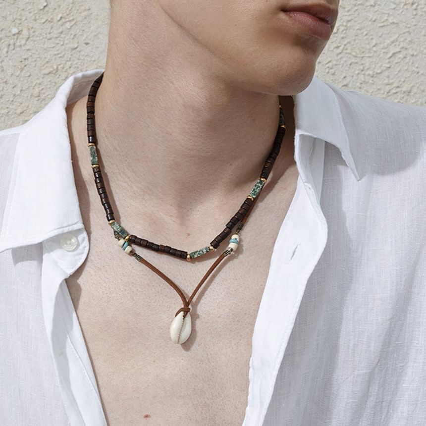 Gretlyn - Schelphanger Turquoise gelaagde ketting