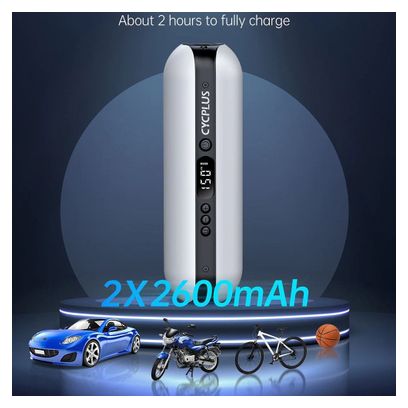 Pompe électrique - Mini compresseur - CYCPLUS A2 PRO blanc : gonflage rapide pour toutes les valves