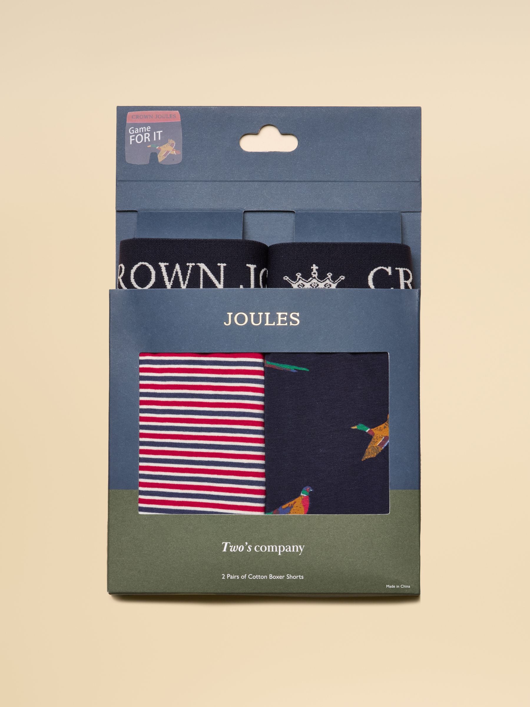 Orange & Navy - Joules Crown Joules Cotton Jersey Boxer Shorts - Verpakking van 2