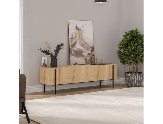 CONCEPT1 - Meuble TV Herman chene saphir 160 x 31,4 x h45,6 cm