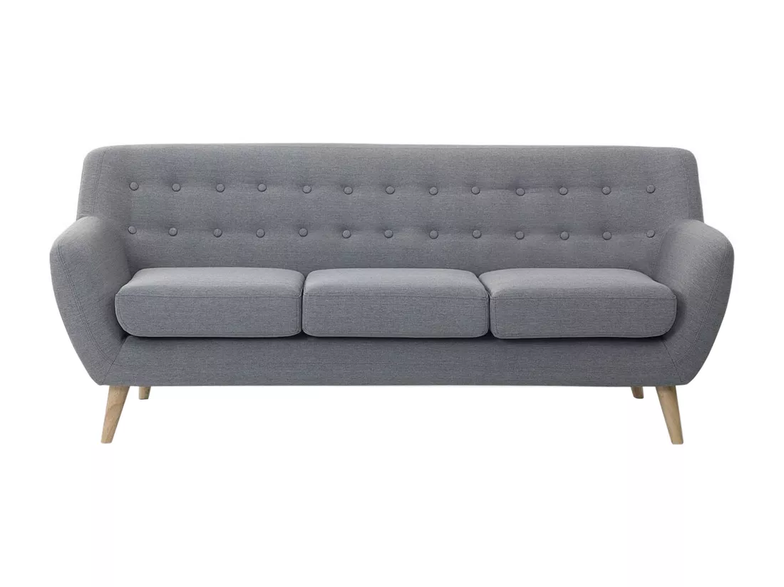 Canapé 3 places en tissu gris clair MOTALA