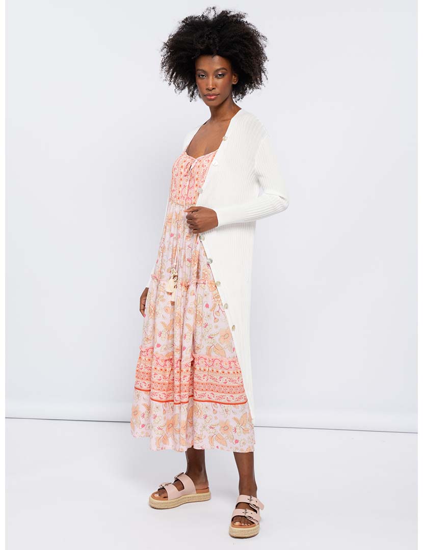 Fine Knit Long Coat Ladies Pearl