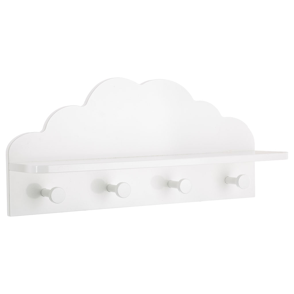 Patère nuage blanche 4 têtes 48x12x22cm