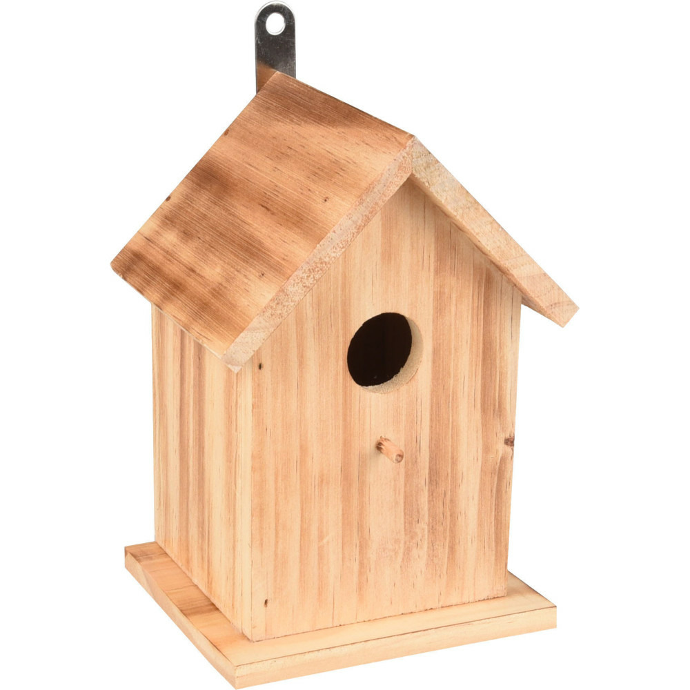 Nichoir pour oiseaux 15 x 12.5 x 20 cm en bois flammé nature