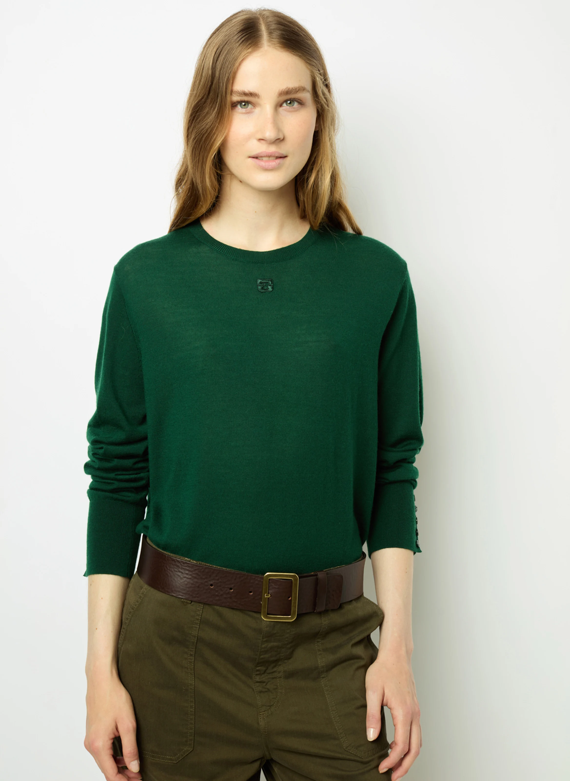 JADE - Pull col V en laine | Vert