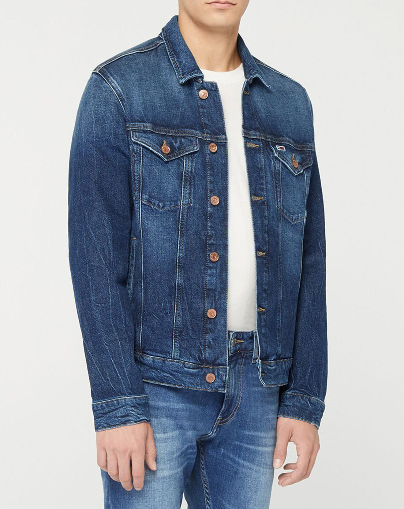 Tommy Jeans Veste en Jean Trucker Regular bleu foncé