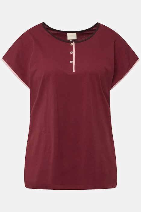 Pyjama-T-Shirt, Paspel, Rundhals, Halbarm, Biobaumwolle