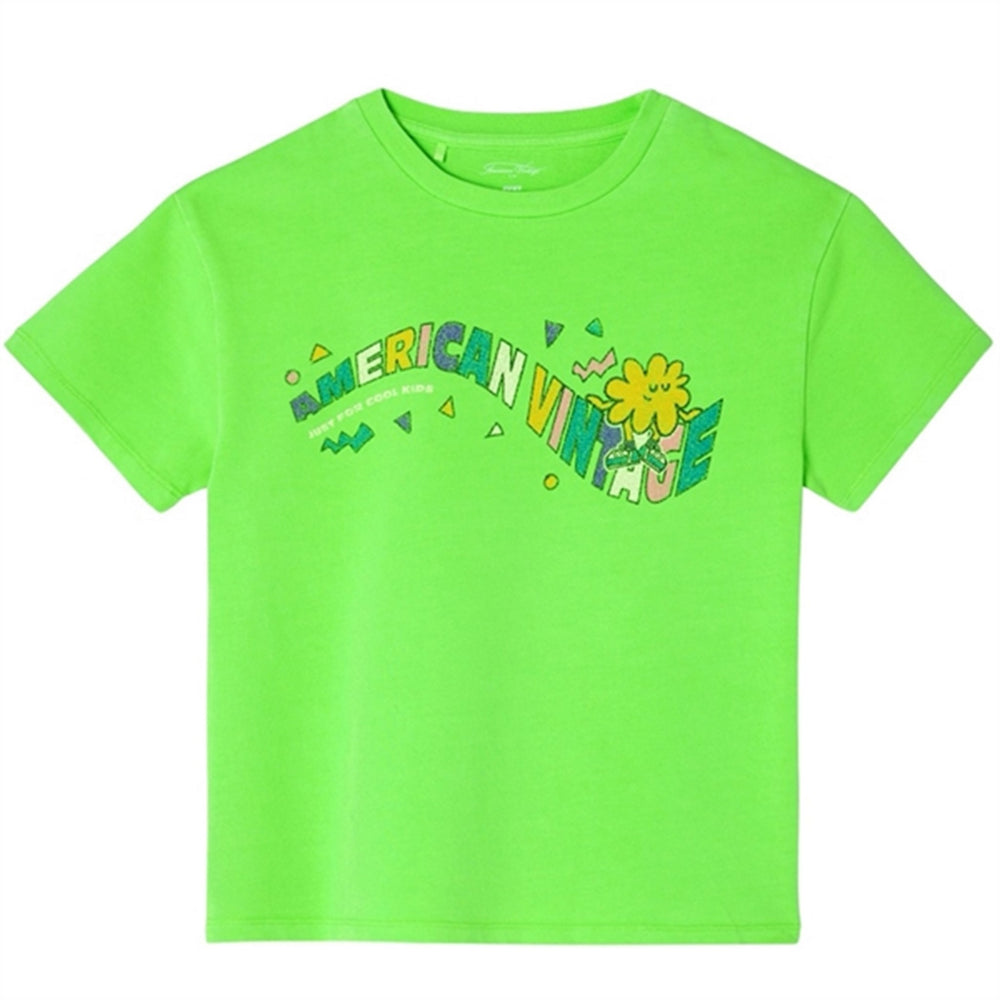 Køb American Vintage T-shirt Droit Mc Col Rond Imprime Absinthe Fluo