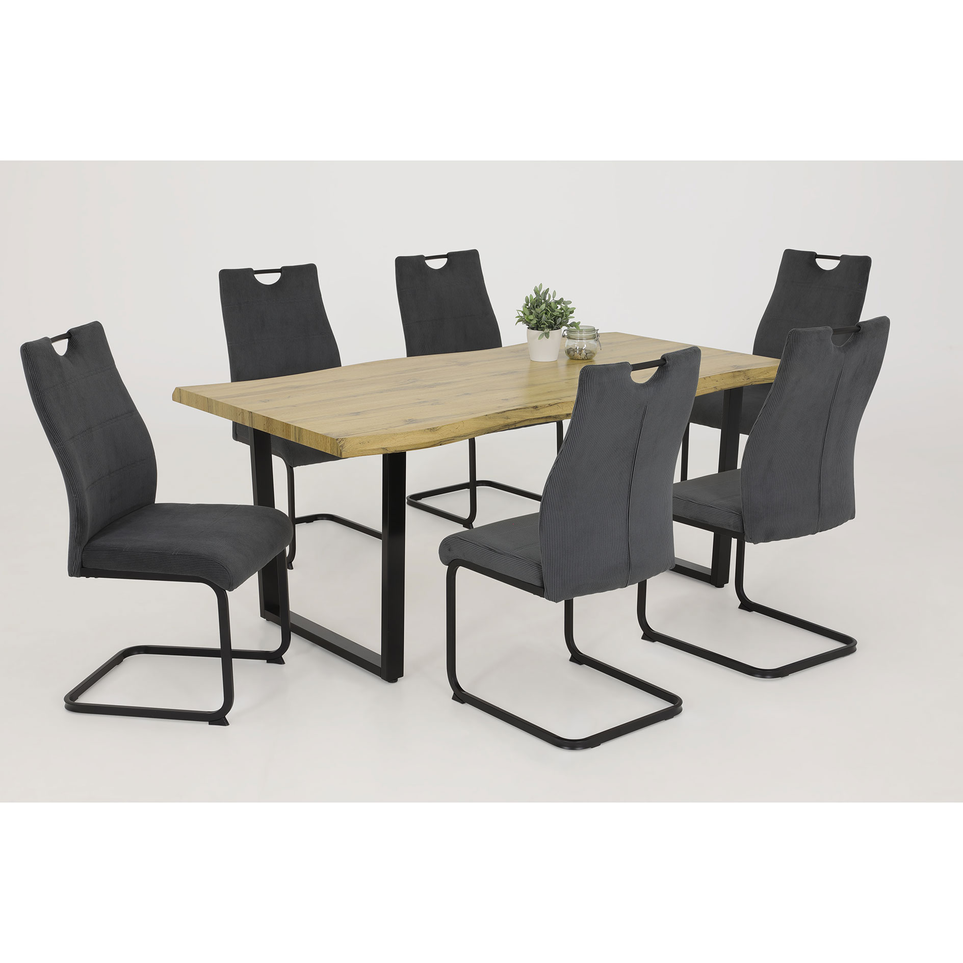 Schwingstuhl - anthrazit - Cord - XL-Sitzbreite