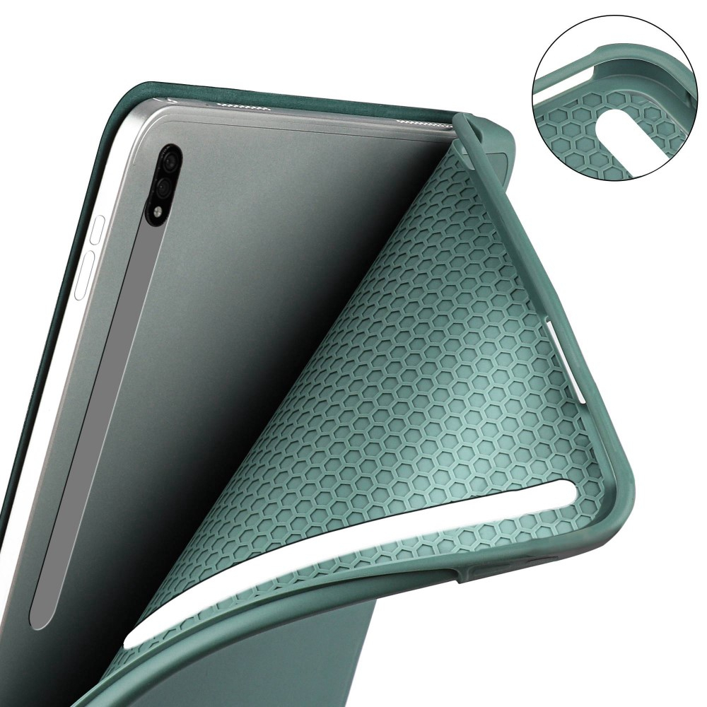 Samsung Galaxy Tab S8 Ultra Leder Tasche Smart Case Hülle   S-Pen Halterung - Dunkelgrün