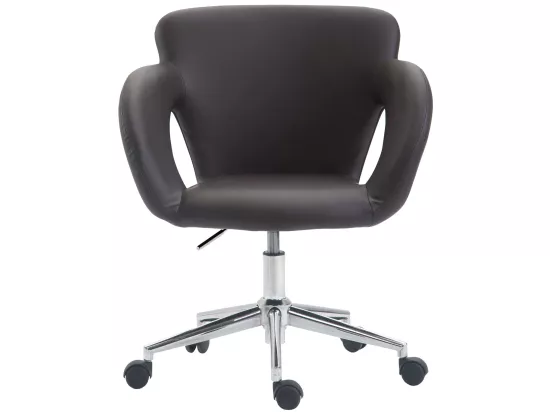Chaise de bureau - Similicuir & Métal chromé - Marron - Edison