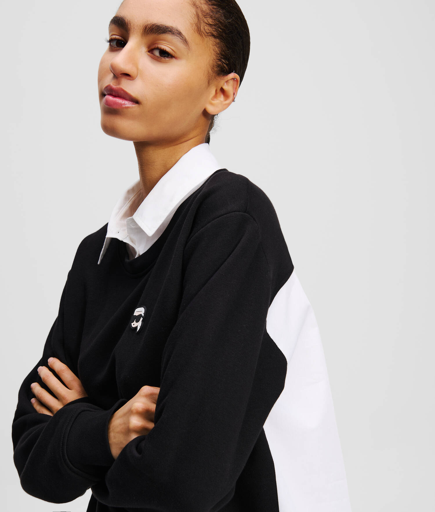 SWEAT-SHIRT EN TISSU MÉLANGÉ IKON - Noir