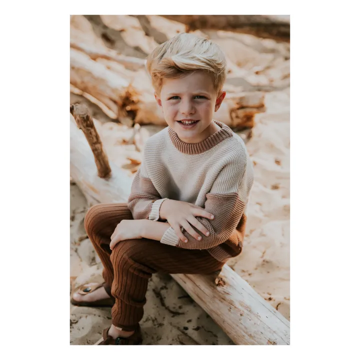 Yuki Pull Chunky Coton Bio Color Block | Marron