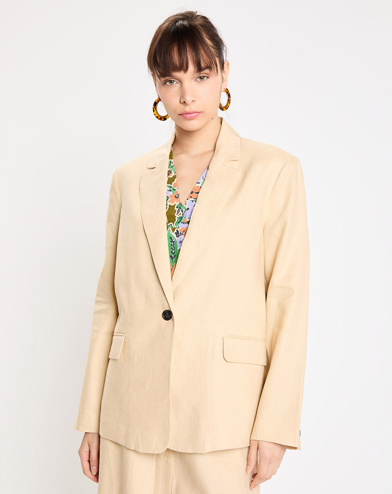 Jodhpur Veste 100% Lin Ruis beige