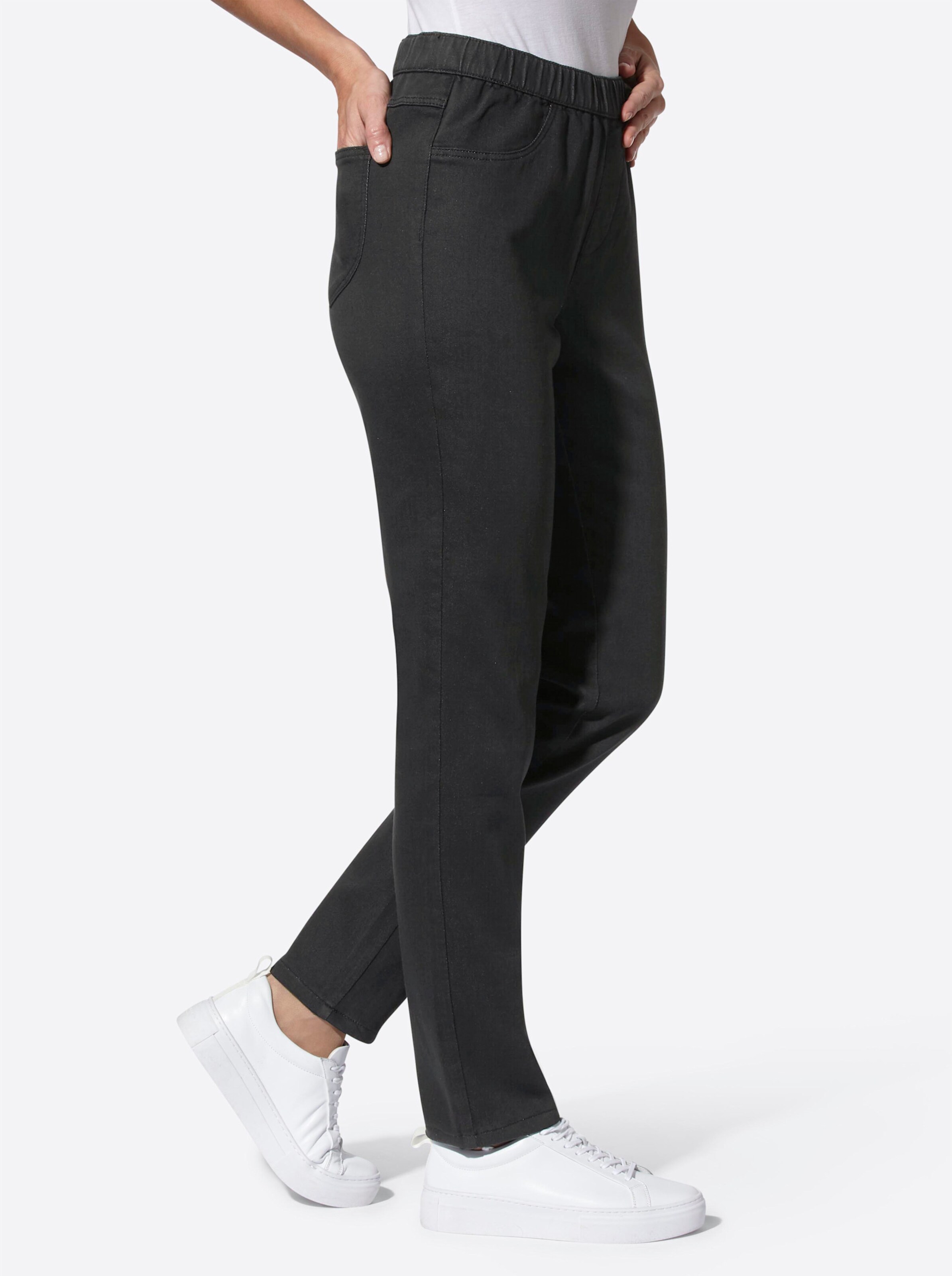 Schlupfjeans in black denim