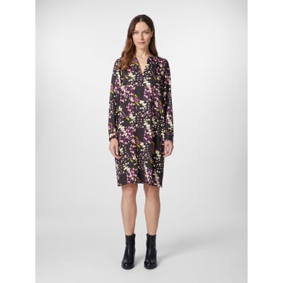 Damenkleid Print, Schwarz-Violett