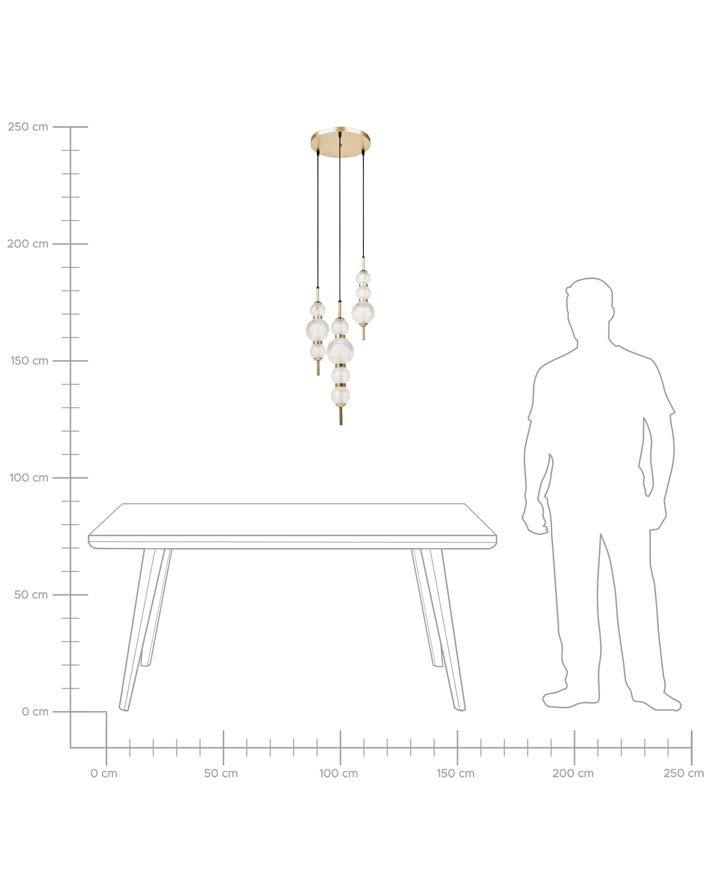 3-lichts hanglamp ARAS LED Glas Goud