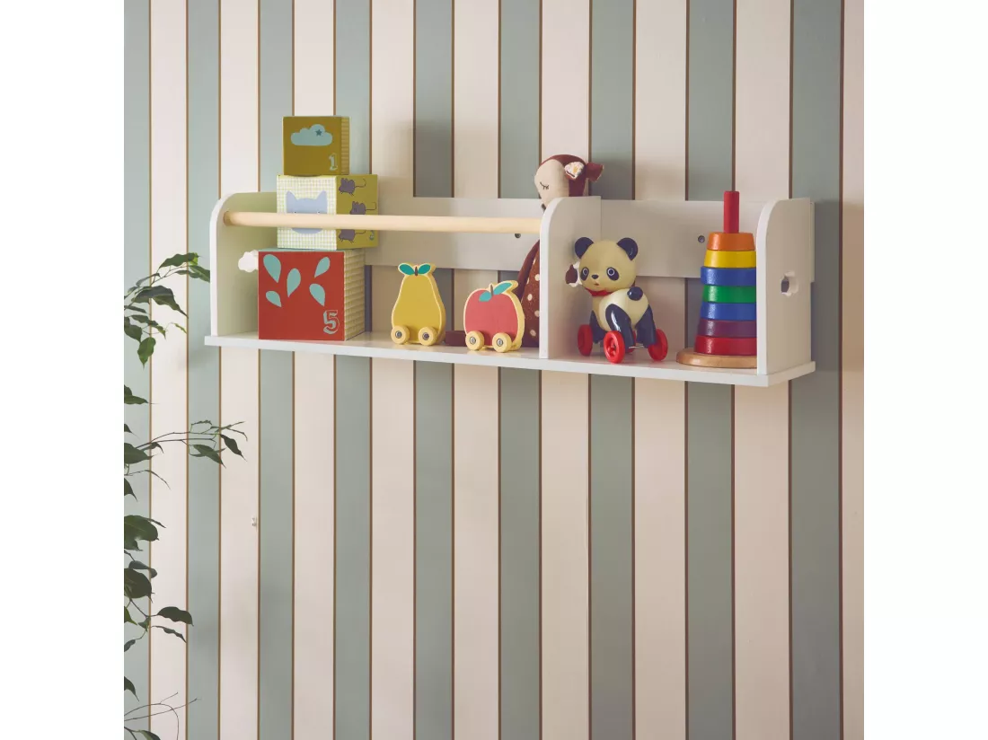 Étagère murale blanche rangement chambre enfant 80cm