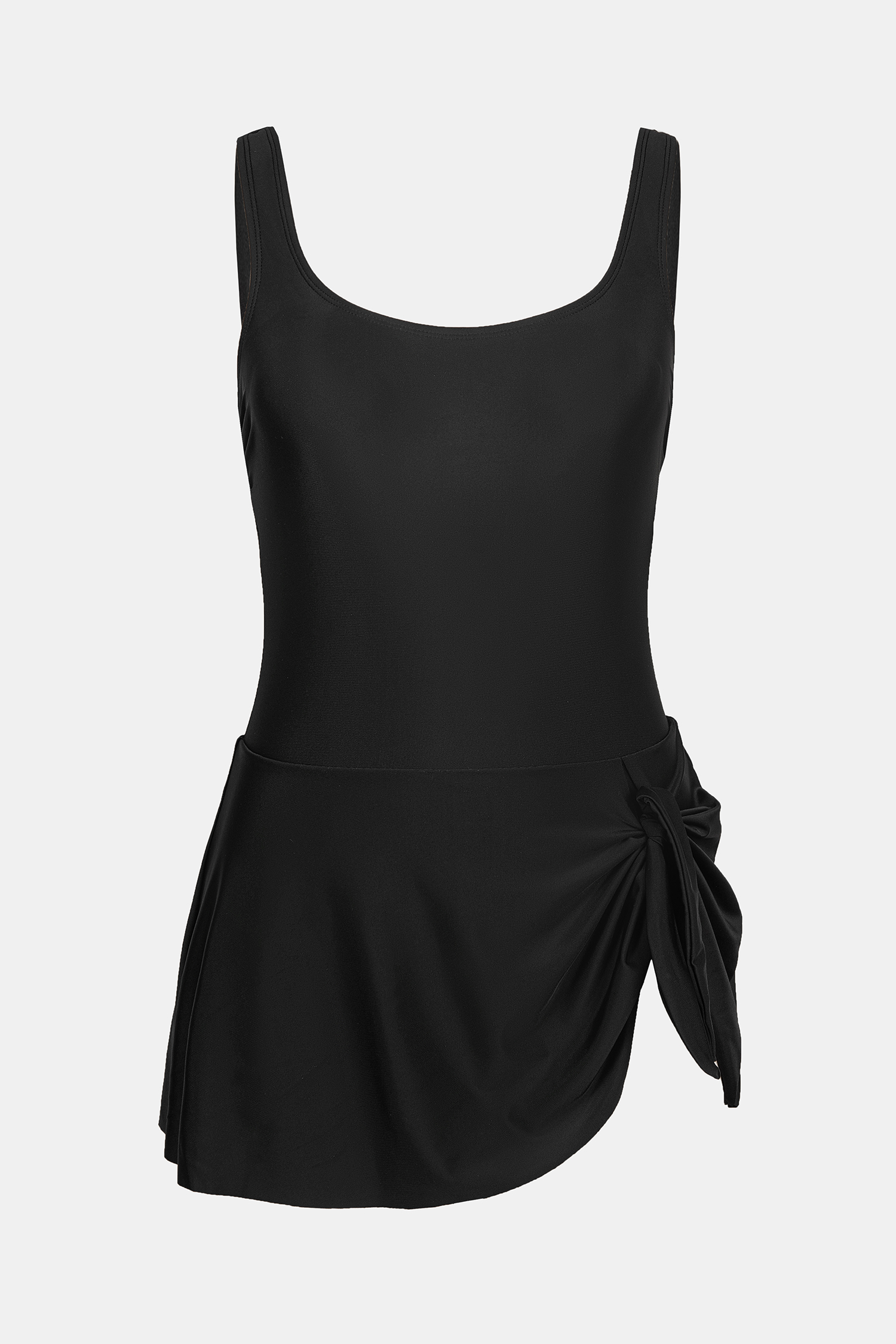 Robe de bain avec col carré à nouer noire