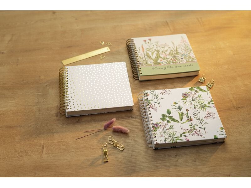 Jolie Spiral-Notizbuch Wild Herbs, 23.4 x 21.5 cm, Dot, Grü Scrap- oder Gästebuch mit Ringbindung