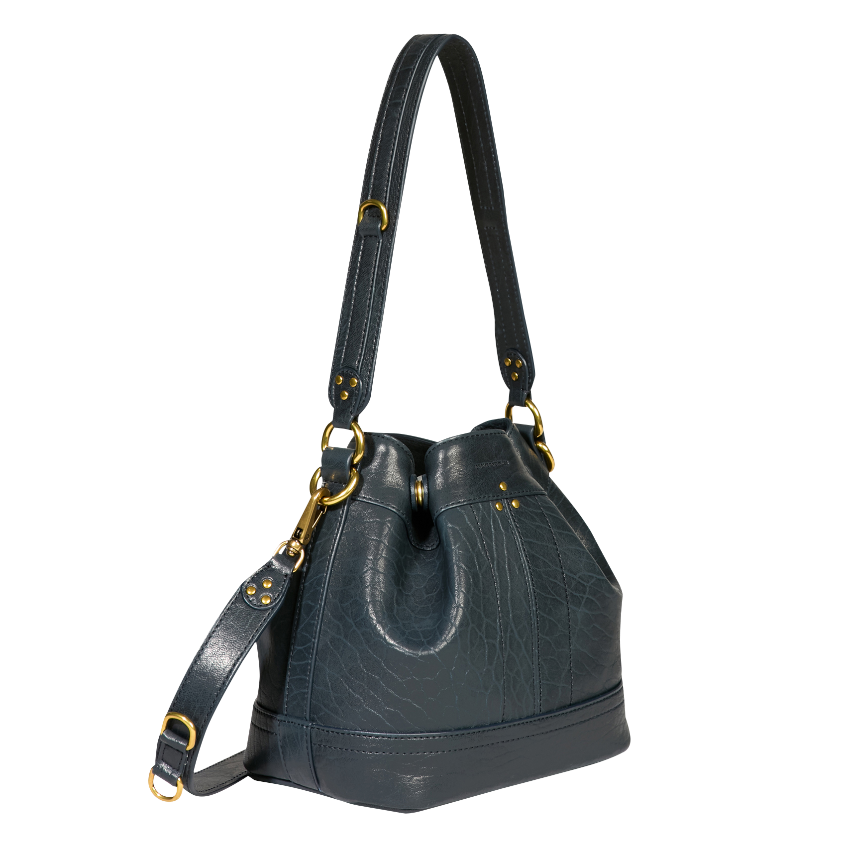 BEN S - Sac seau porté épaule en cuir | Bleu