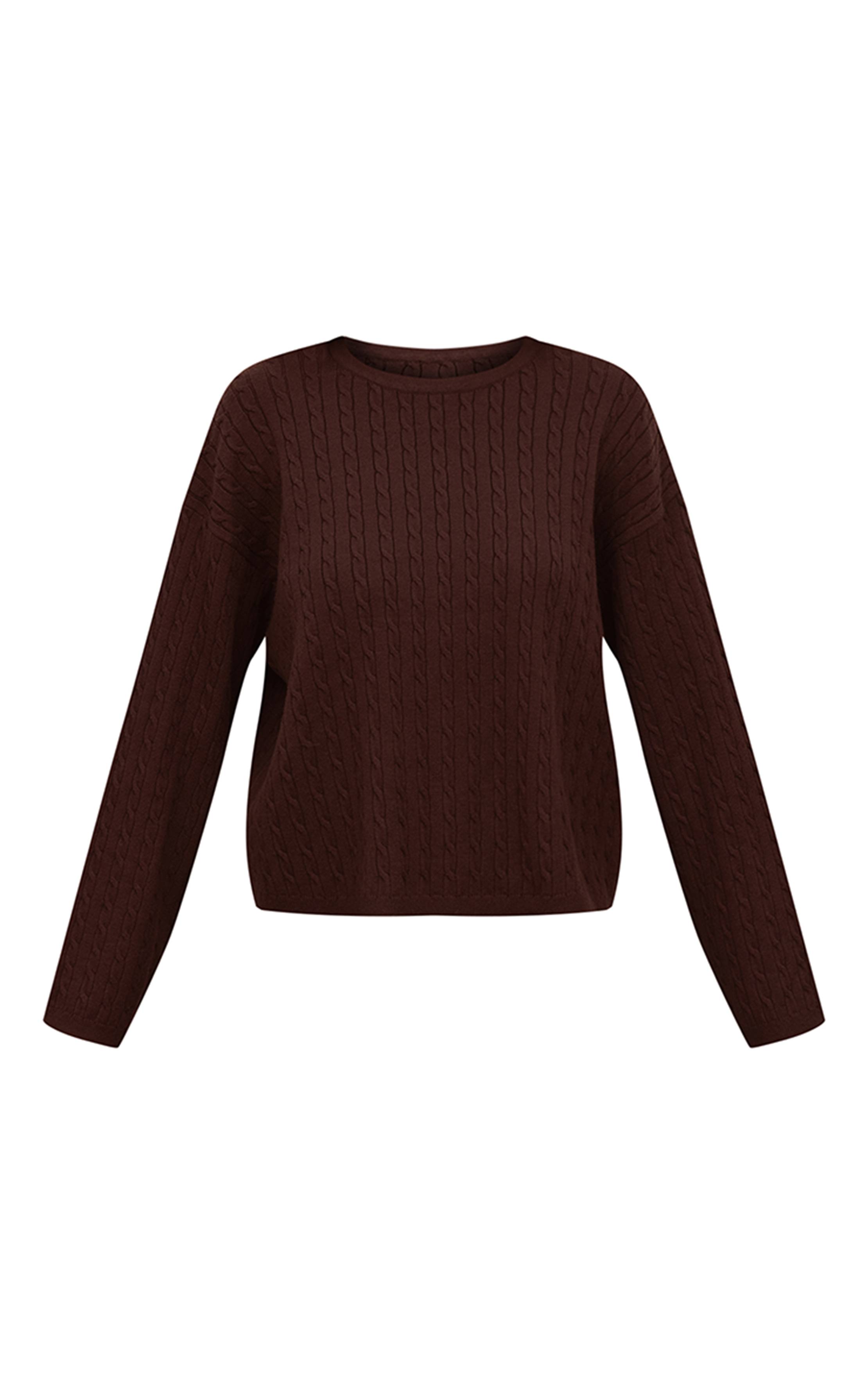 Chocolat Synthétiquell Oversize En Maille Torsadée Baby Cable Chocolat