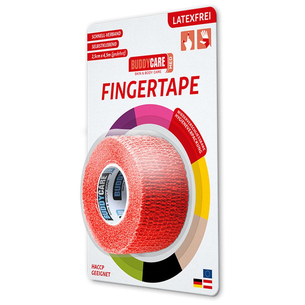 BUDDYCARE® MED Fingertape ROT 2,5cmx4,5m Latexfrei
