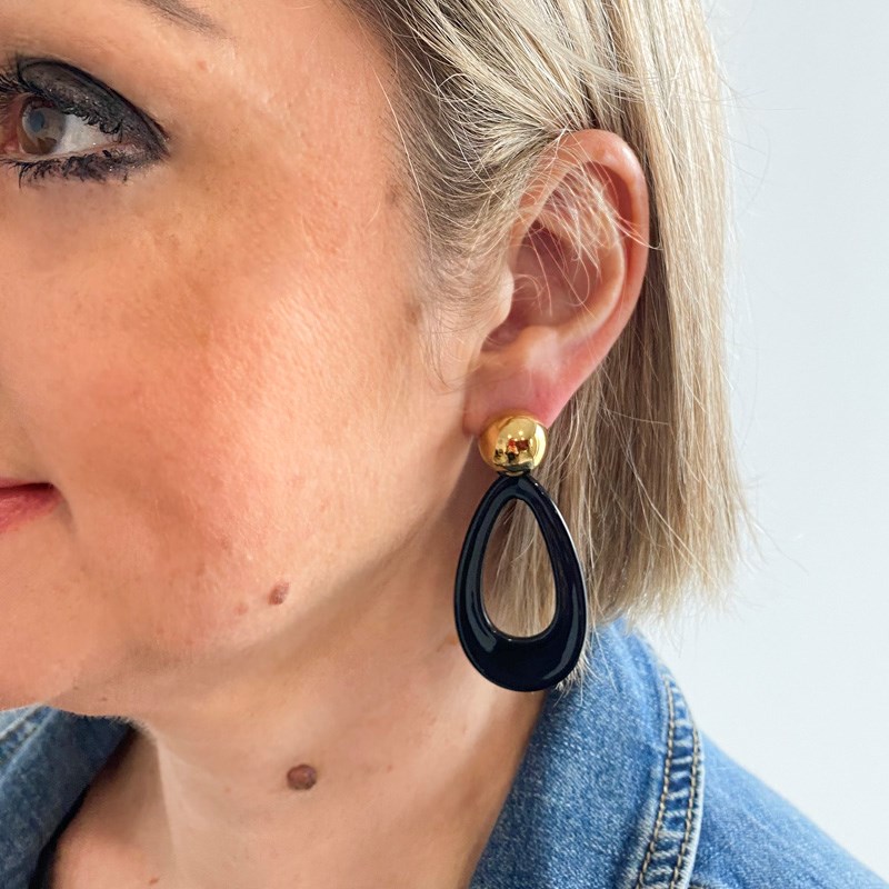 Boucles d'oreilles pendantes noires