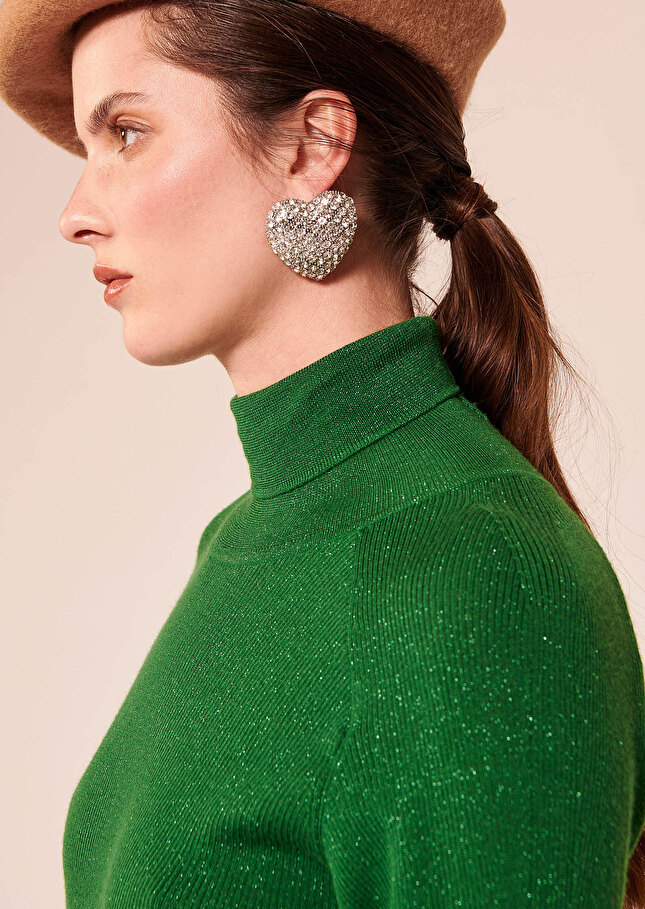 Pull Preciousvert émeraude en laine et lurex