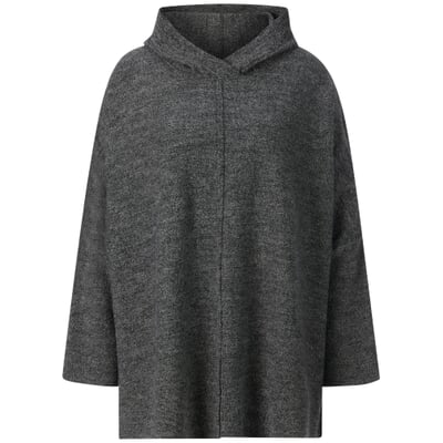 Damen-Strick-Hoodie, Graumeliert